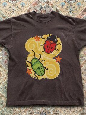 Vintage Bug Graphic T-Shirt Brown Beetle Ladybug Insect Y2K Unisex